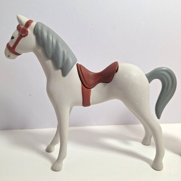 Little Tikes Horse 2 Riders Boy Figure Jockey Gray Dapple Pony Vintage Lot - Picture 5 of 13